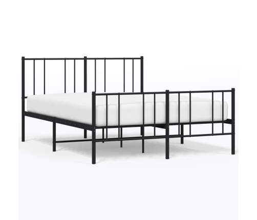 vidaXL gultas rāmis ar galvgali un kājgali, melns metāls, 150x200 cm