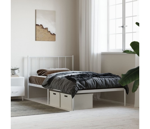 vidaXL gultas rāmis ar galvgali, balts metāls, 90x190 cm