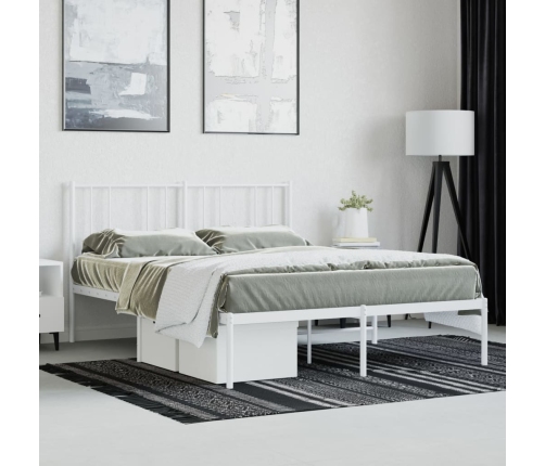 vidaXL gultas rāmis ar galvgali, balts metāls, 135x190 cm