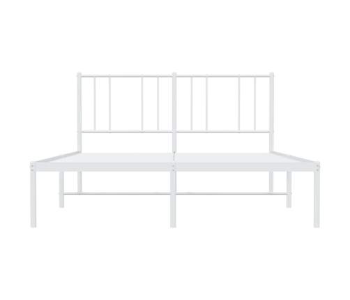 vidaXL gultas rāmis ar galvgali, balts metāls, 135x190 cm