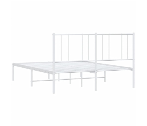 vidaXL gultas rāmis ar galvgali, balts metāls, 135x190 cm