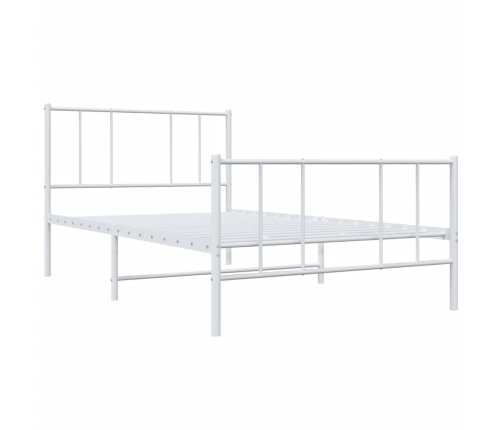 vidaXL gultas rāmis ar galvgali un kājgali, balts metāls, 75x190 cm