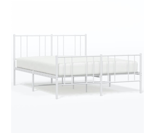 vidaXL gultas rāmis ar galvgali un kājgali, balts metāls, 150x200 cm