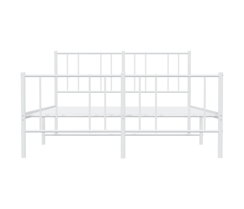 vidaXL gultas rāmis ar galvgali un kājgali, balts metāls, 150x200 cm