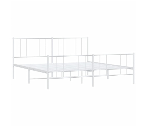 vidaXL gultas rāmis ar galvgali un kājgali, balts metāls, 200x200 cm