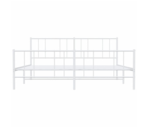 vidaXL gultas rāmis ar galvgali un kājgali, balts metāls, 200x200 cm