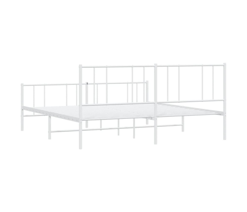 vidaXL gultas rāmis ar galvgali un kājgali, balts metāls, 200x200 cm