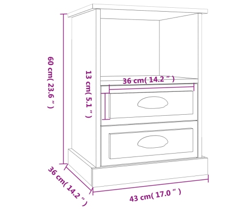vidaXL naktsskapīši, 2 gab., betona pelēki, 43x36x60 cm