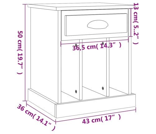 vidaXL naktsskapīši, 2 gab., ozolkoka krāsa, 43x36x50 cm