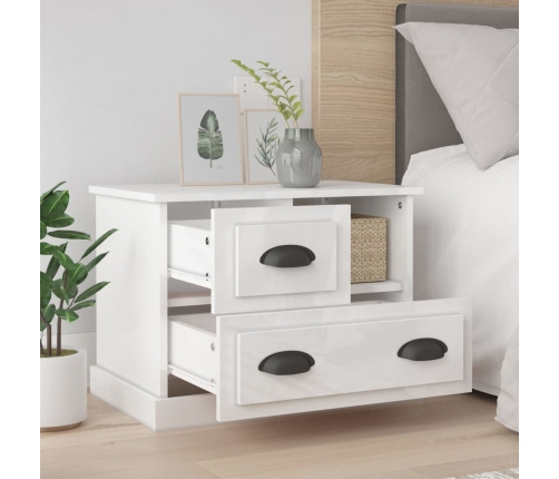 vidaXL naktsskapītis, spīdīgi balts, 60x39x45 cm