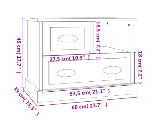 vidaXL naktsskapītis, spīdīgi balts, 60x39x45 cm