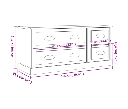 vidaXL TV skapītis, ozolkoka krāsa, 100x35,5x45 cm, inženierijas koks
