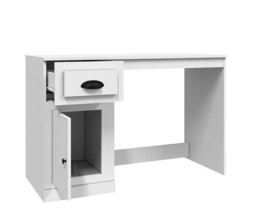 vidaXL rakstāmgalds ar atvilktni, spīdīgi balts, 115x50x76 cm