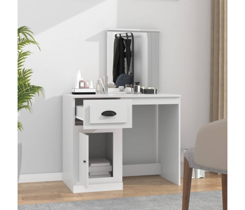 vidaXL spoguļgaldiņa komplekts, 90x50x132,5 cm, balts