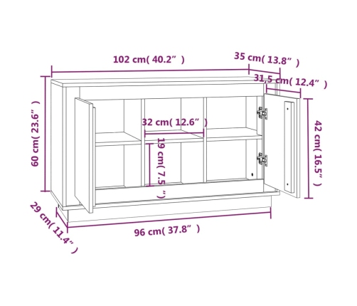 vidaXL kumode, 102x35x60 cm, inženierijas koks, melns