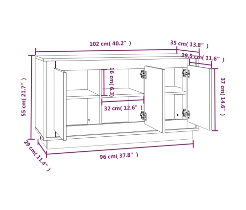 vidaXL kumode, 102x35x55 cm, inženierijas koks, melna