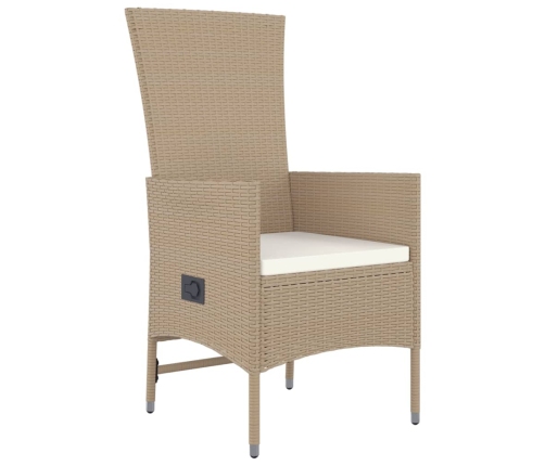 vidaXL 11-daļīgs dārza mēbeļu komplekts, matrači, bēša PE rotangpalma