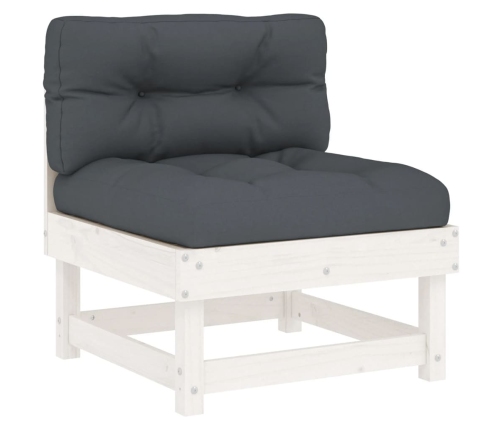 vidaXL vidējais dīvāns ar matračiem, balts priedes masīvkoks