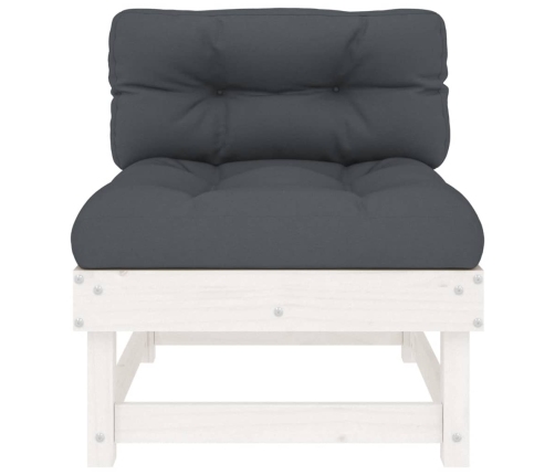 vidaXL vidējais dīvāns ar matračiem, balts priedes masīvkoks