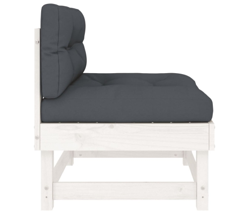 vidaXL vidējais dīvāns ar matračiem, balts priedes masīvkoks