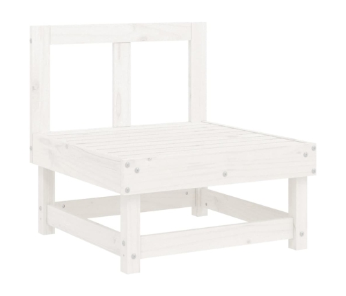 vidaXL vidējais dīvāns ar matračiem, balts priedes masīvkoks