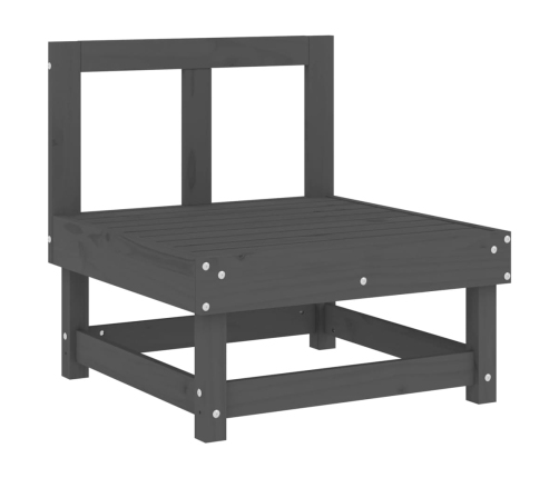 vidaXL vidējais dīvāns ar matračiem, pelēks priedes masīvkoks