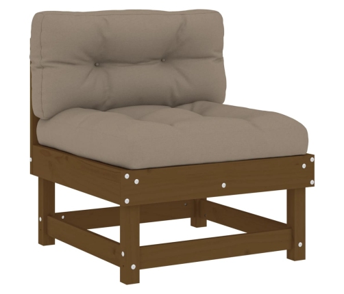 vidaXL vidējais dīvāns ar matračiem, brūns priedes masīvkoks