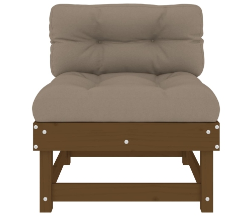 vidaXL vidējais dīvāns ar matračiem, brūns priedes masīvkoks