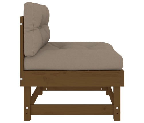 vidaXL vidējais dīvāns ar matračiem, brūns priedes masīvkoks