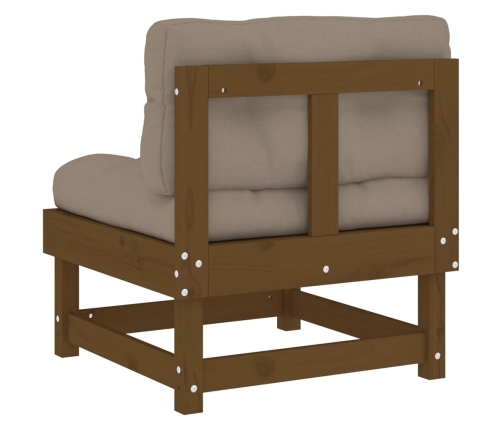 vidaXL vidējais dīvāns ar matračiem, brūns priedes masīvkoks