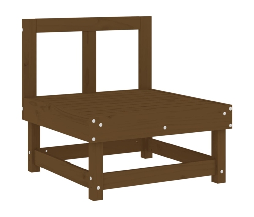 vidaXL vidējais dīvāns ar matračiem, brūns priedes masīvkoks