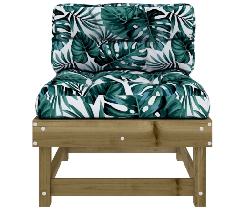 vidaXL vidējais dīvāns ar matračiem, impregnēts priedes koks