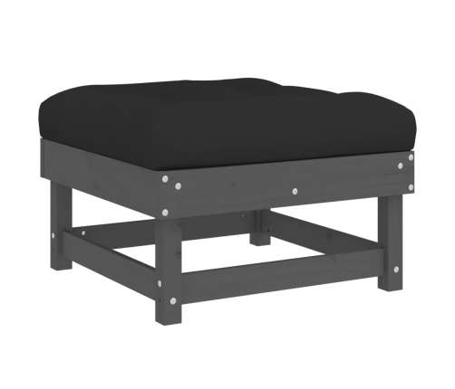 vidaXL dārza soliņš ar matraci, pelēks priedes masīvkoks