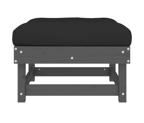 vidaXL dārza soliņš ar matraci, pelēks priedes masīvkoks