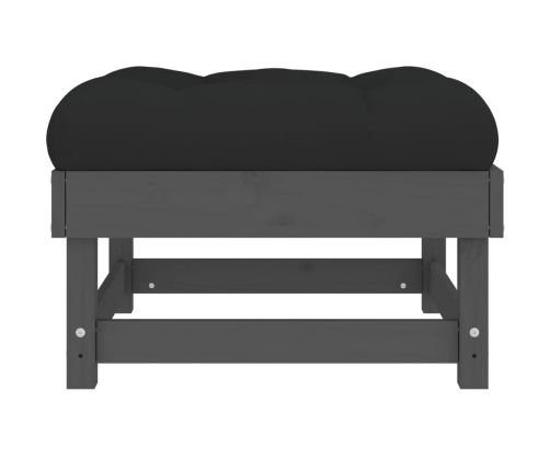 vidaXL dārza soliņš ar matraci, pelēks priedes masīvkoks