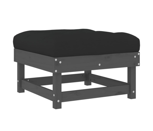 vidaXL dārza soliņš ar matraci, pelēks priedes masīvkoks