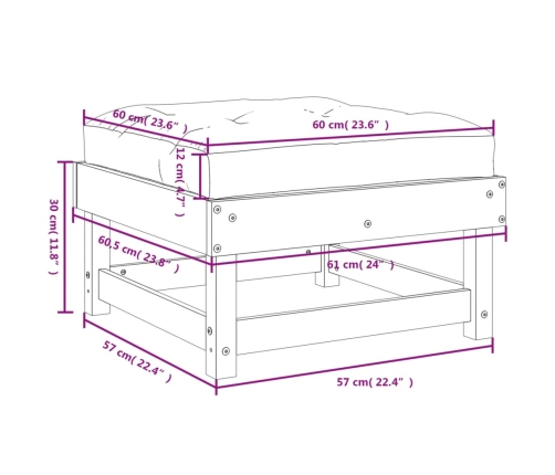 vidaXL dārza soliņš ar matraci, pelēks priedes masīvkoks