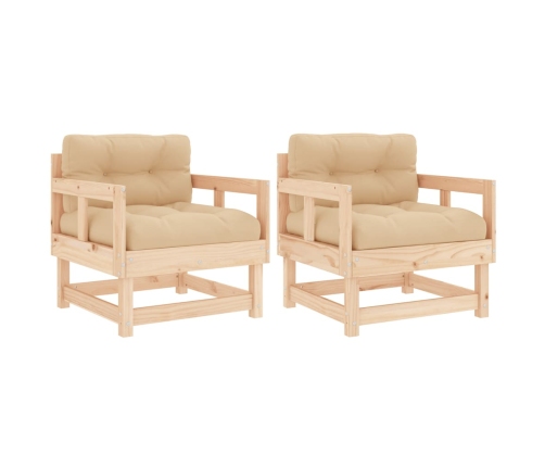 vidaXL dārza krēsli ar matračiem, 2 gab., priedes masīvkoks