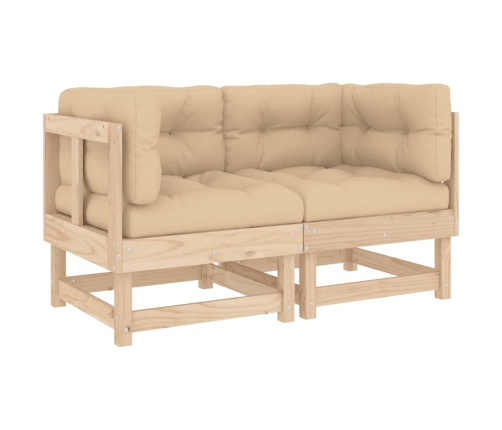 vidaXL stūra dīvāni ar matračiem, 2 gab., priedes masīvkoks