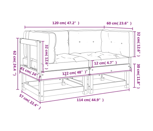 vidaXL stūra dīvāni ar matračiem, 2 gab., Duglasa egles masīvkoks