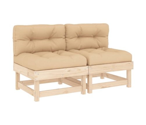 vidaXL vidējie dīvāni ar matračiem, 2 gab., priedes masīvkoks