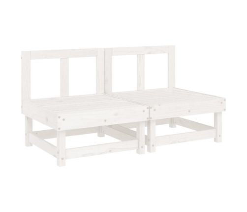 vidaXL vidējie dīvāni ar matračiem, 2 gab., balts priedes masīvkoks