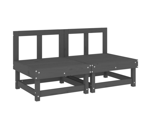 vidaXL vidējie dīvāni ar matračiem, 2 gab., pelēks priedes masīvkoks