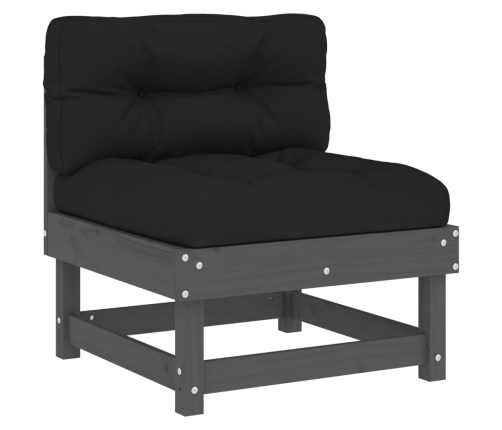 vidaXL vidējie dīvāni ar matračiem, 2 gab., pelēks priedes masīvkoks