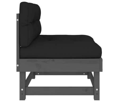 vidaXL vidējie dīvāni ar matračiem, 2 gab., pelēks priedes masīvkoks