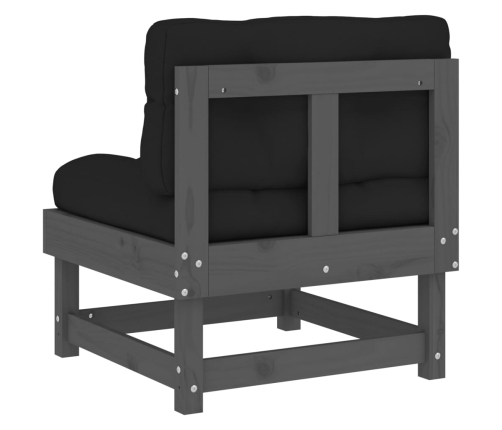 vidaXL vidējie dīvāni ar matračiem, 2 gab., pelēks priedes masīvkoks