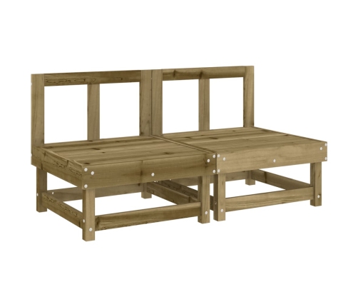 vidaXL vidējie dīvāni ar matračiem, 2 gab., impregnēts priedes koks