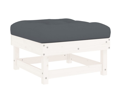 vidaXL dārza soliņi ar matračiem, 2 gab., balts priedes masīvkoks