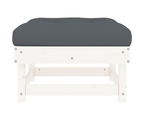 vidaXL dārza soliņi ar matračiem, 2 gab., balts priedes masīvkoks