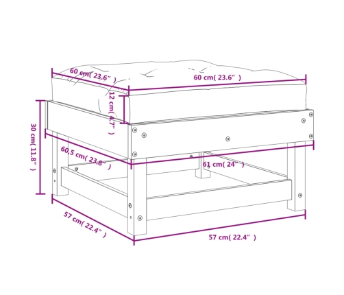 vidaXL dārza soliņi ar matračiem, 2 gab., balts priedes masīvkoks